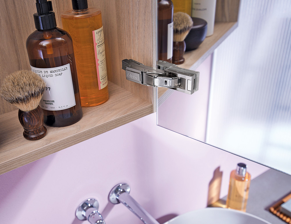 THE CRISTALLO HINGE BY BLUM FOR CRYSTAL CLEAR DESIGNS