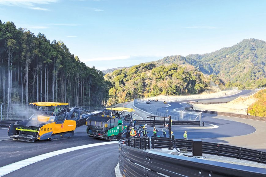 Spectacular race track construction in the mountains of Japan