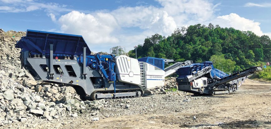 A MOBICAT MC 120 PRO and a MOBISCREEN MSS 802 EVO are deployed for the individualised processing of natural rock